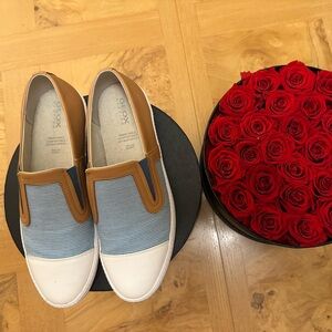 Geox Tan and White Slip-On Sneakers
